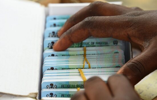 Permanent Voters Cards PVCs from Officials of the Independent National Electoral Commission INEC 2